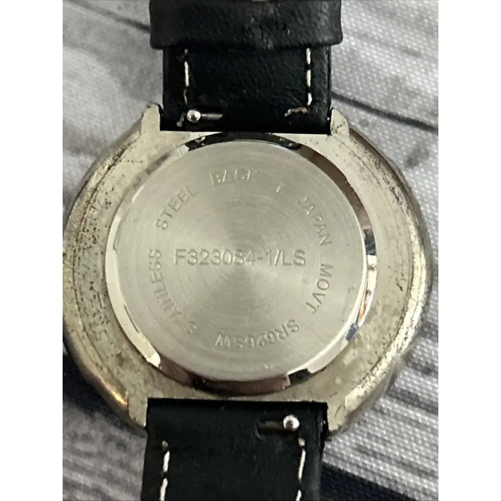 Silver Tone Black Band Women’s Quartz Watch
